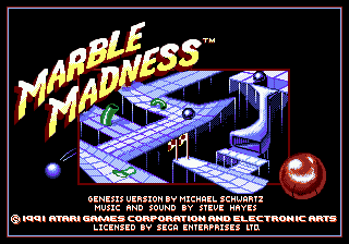 Marble Madness title screen for Sega Mega Drive